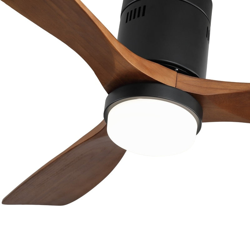 Ventilateur de plafond silencieux en bois de noyer 52/60/48 avec télécommande et éclairage intégré en option