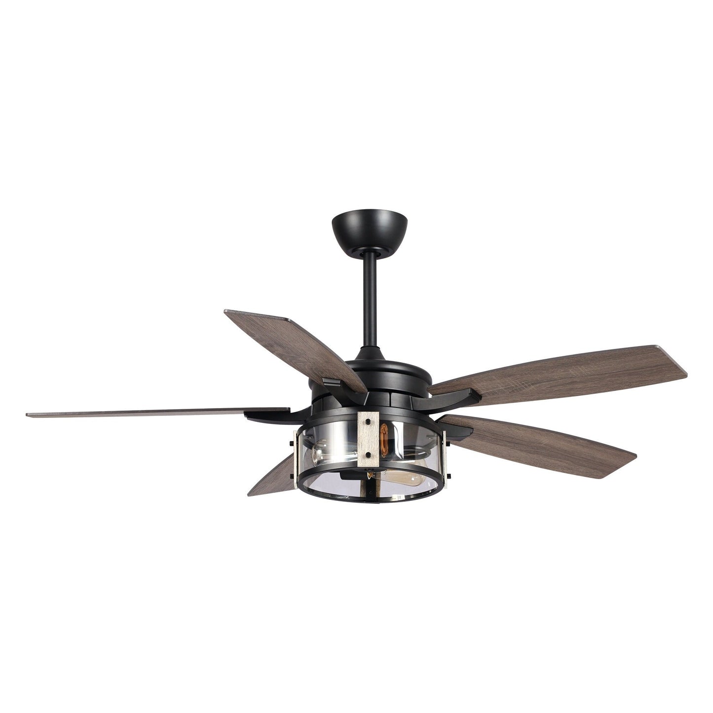 Ventilateur de plafond d'intérieur rustique en bois noir à 5 pales avec télécommande