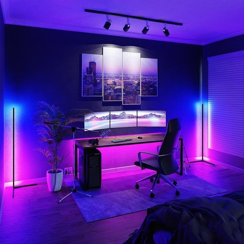 Lampe d'angle en métal RVB 55 LED minimaliste