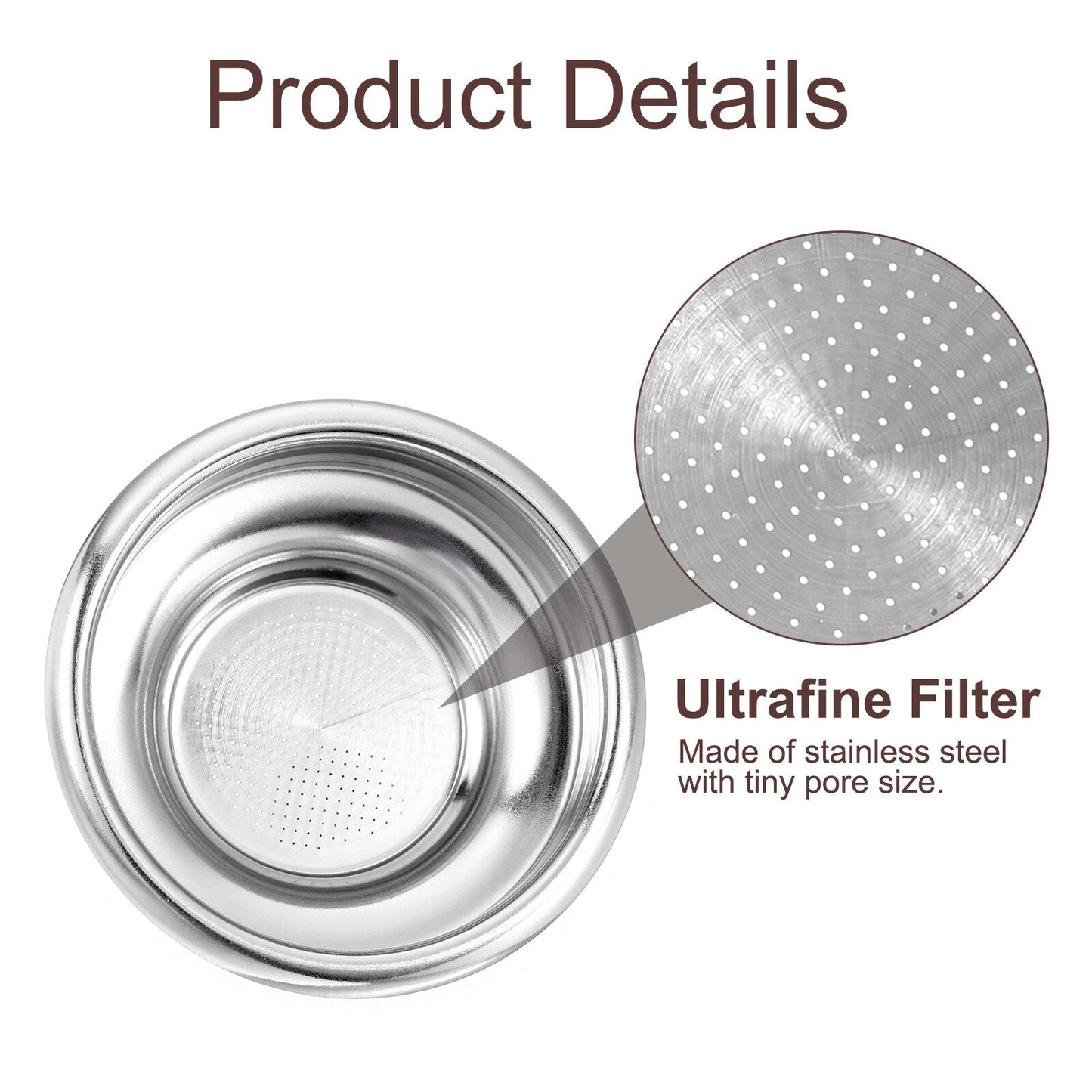 Panier filtre à café 58 mm, bol pour machine à expresso 1 tasse en acier inoxydable - Argent