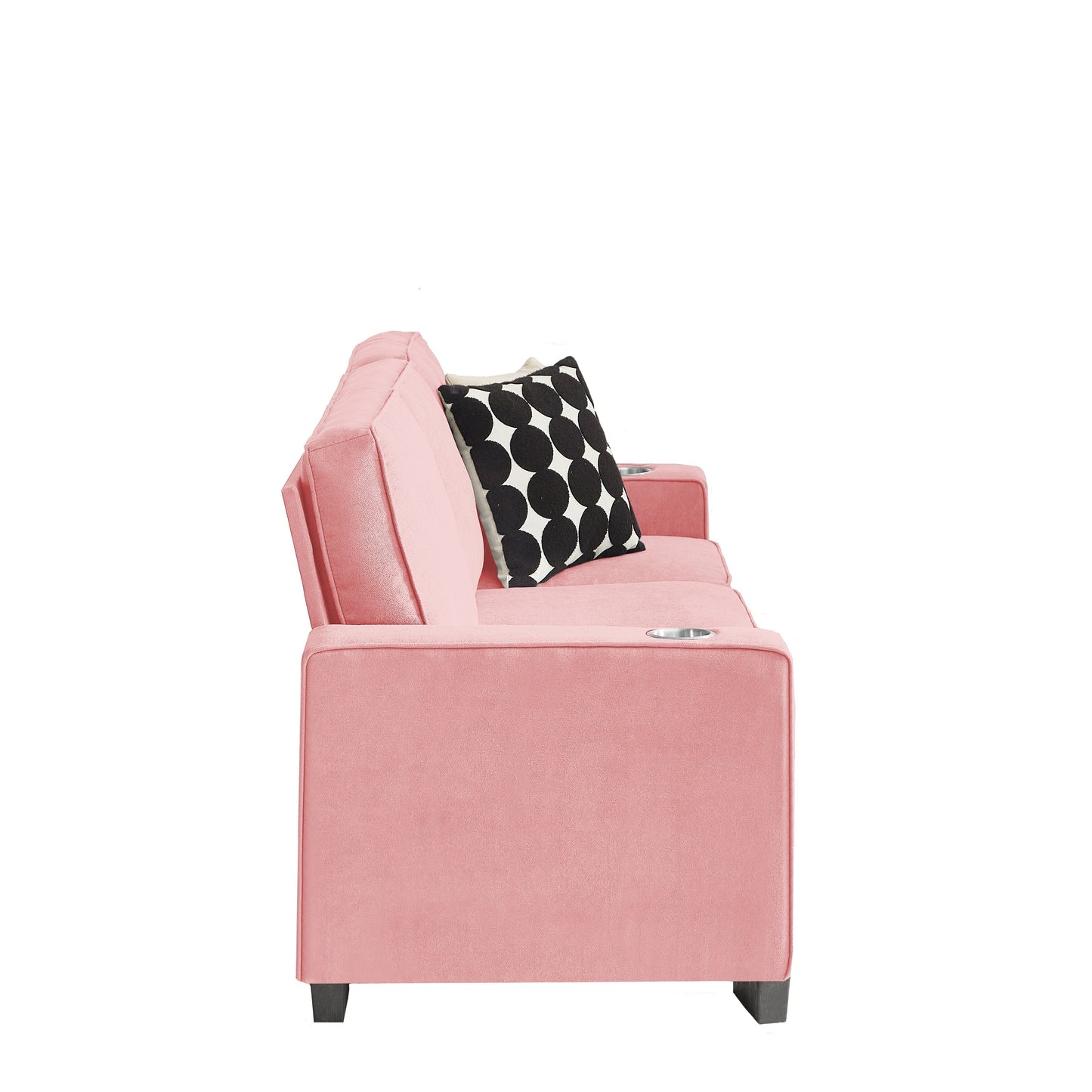 84.25 Velvet 3-Seater Sofa with Cup Holder Armrests and High-Density Spring Cushions
