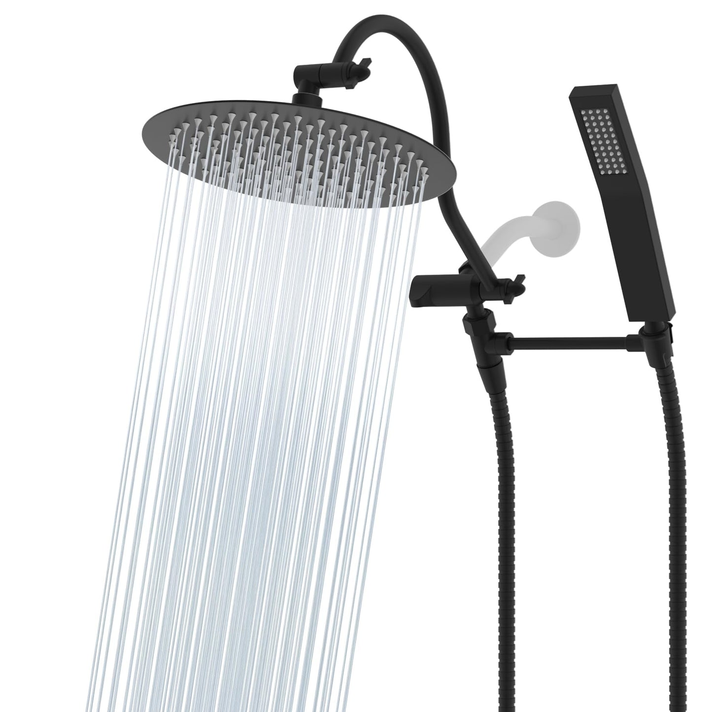 Pommeau de douche à effet pluie haute pression tout en métal de 10 pouces avec pommeau combiné à main