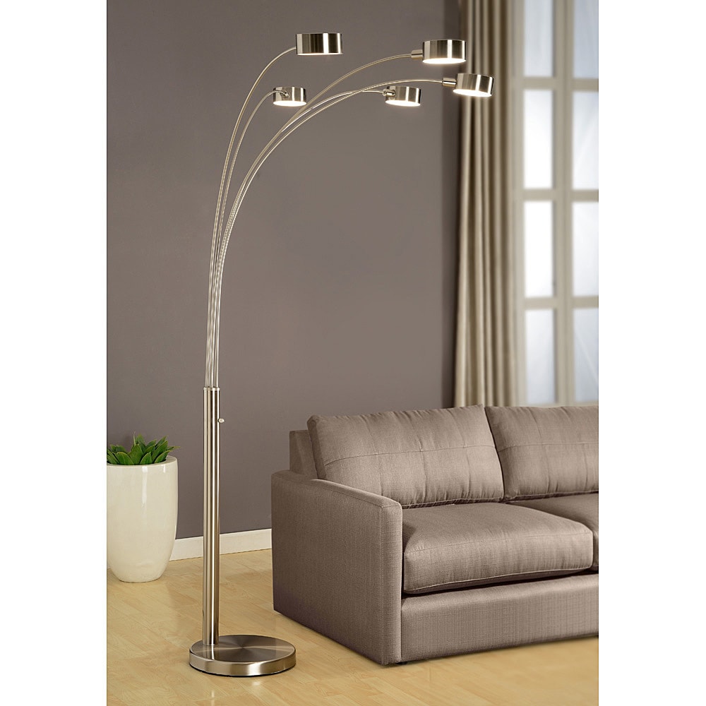 Lampadaire arqué en acier brossé Charlie de Strick & Bolton à 5 lumières