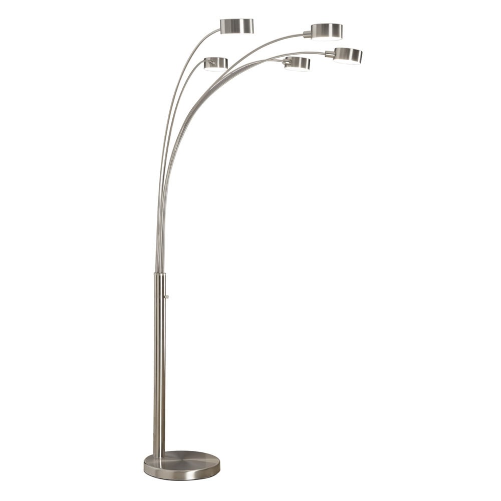 Lampadaire arqué en acier brossé Charlie de Strick & Bolton à 5 lumières