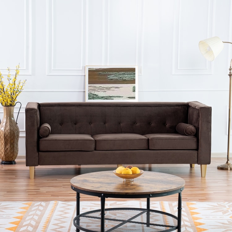 Sofa for Living Room Mid Century Sofa Tufted Cushion Solid Wooden Legs for Living Room Bedroom Comfy