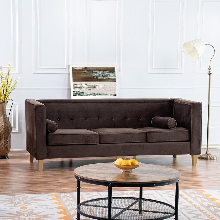 Sofa for Living Room Mid Century Sofa Tufted Cushion Solid Wooden Legs for Living Room Bedroom Comfy