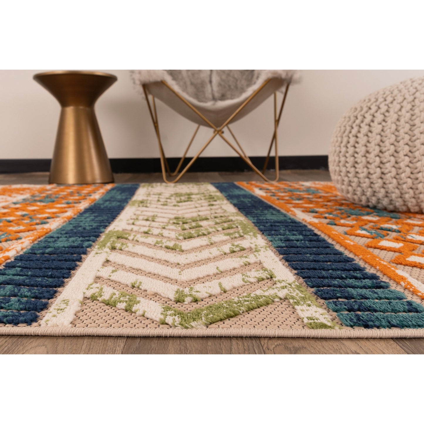 Tapis d'intérieur/extérieur géométrique vieilli World Rug Gallery