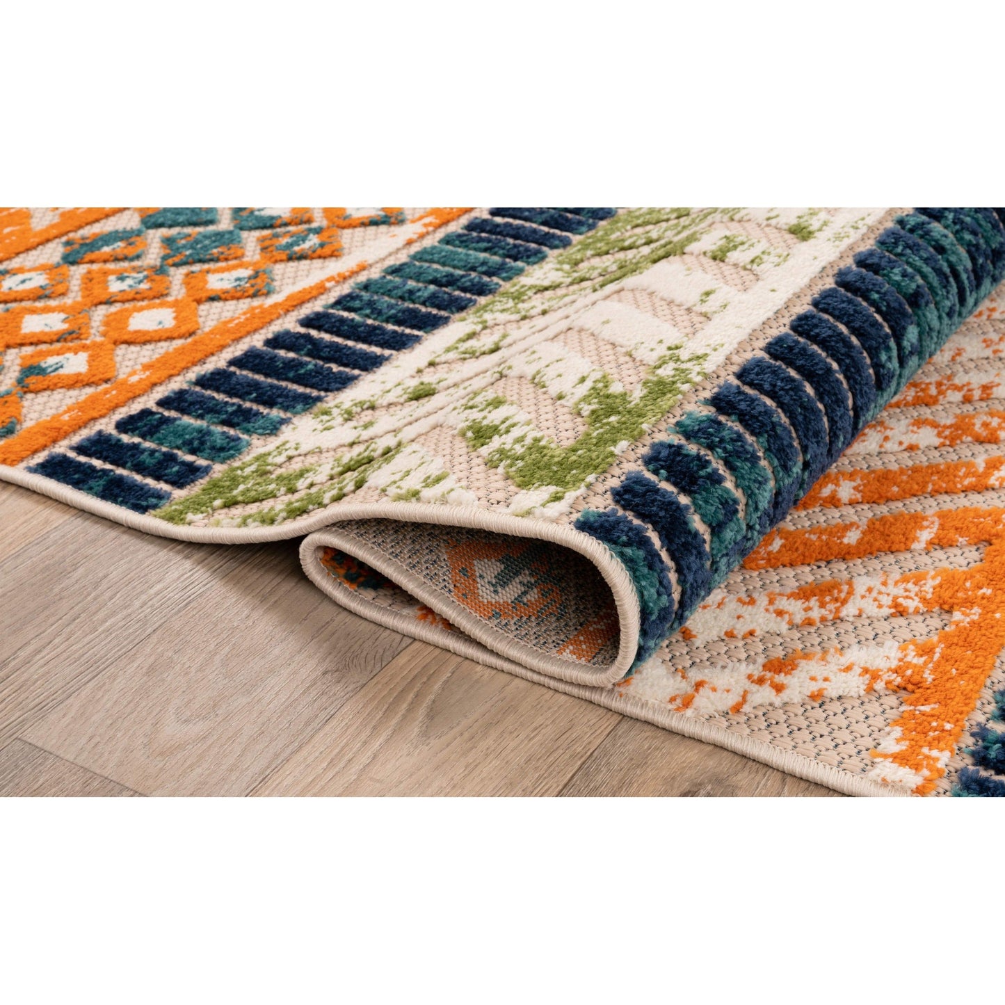 Tapis d'intérieur/extérieur géométrique vieilli World Rug Gallery