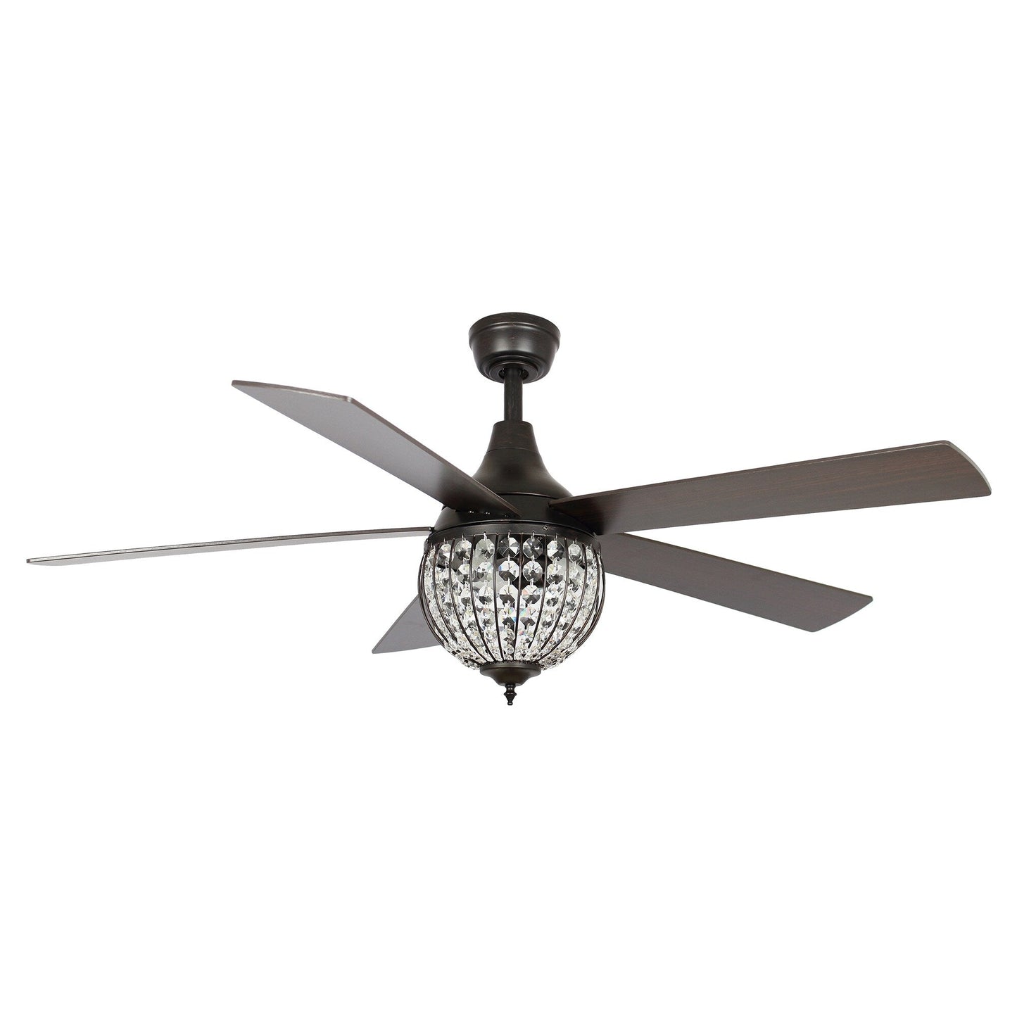 Ventilateur de plafond industriel en bois noir à 5 pales en cristal avec télécommande