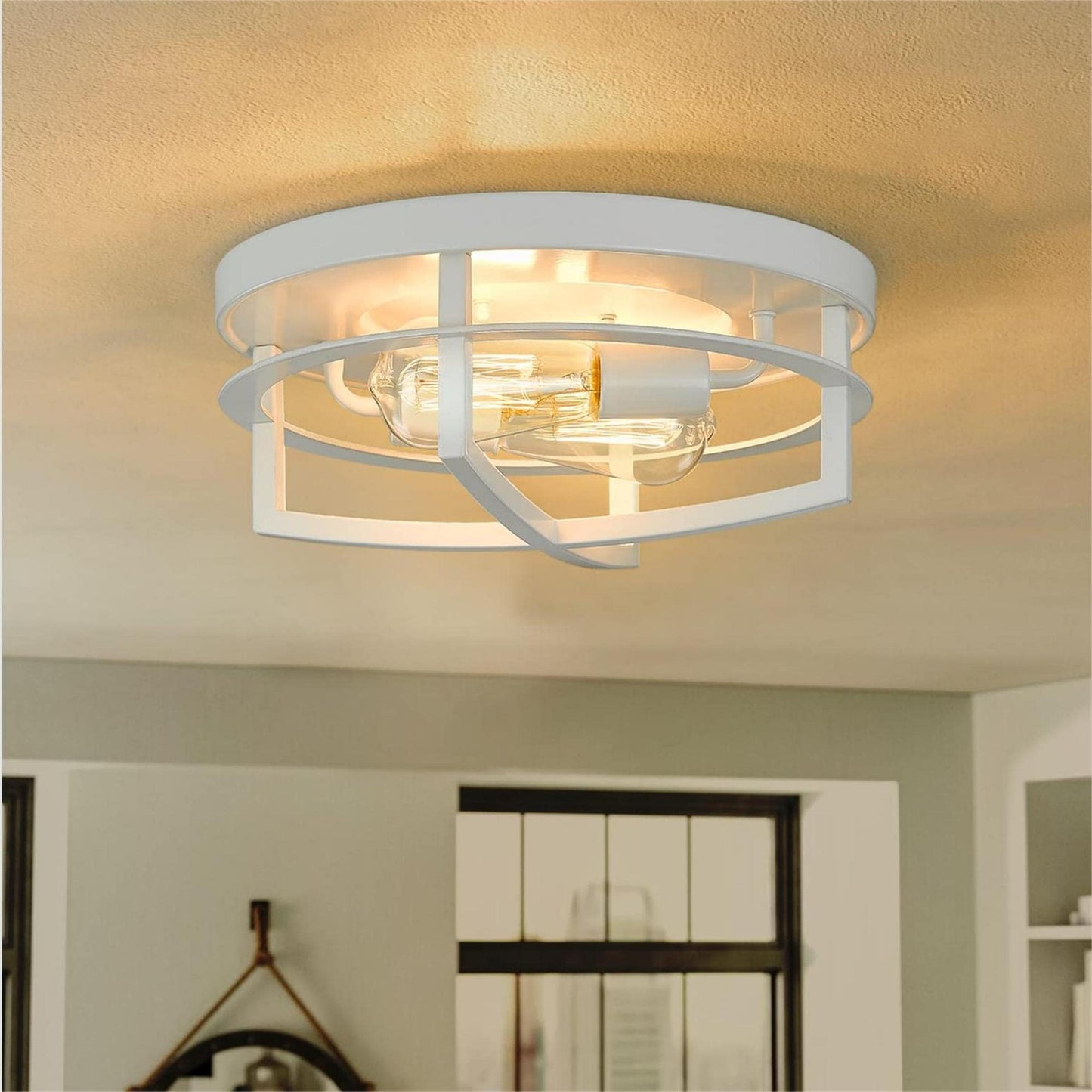 13 plafonniers industriels à 2 lampes encastrés