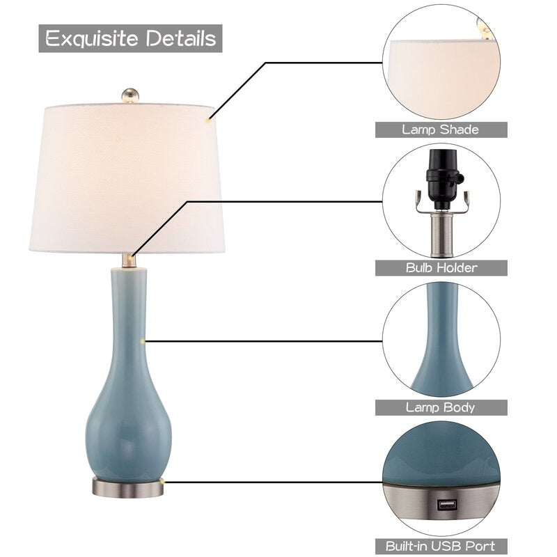 Ensemble de lampes de table en céramique 28,5 avec USB (lot de 2)
