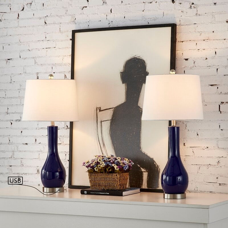 Ensemble de lampes de table en céramique 28,5 avec USB (lot de 2)