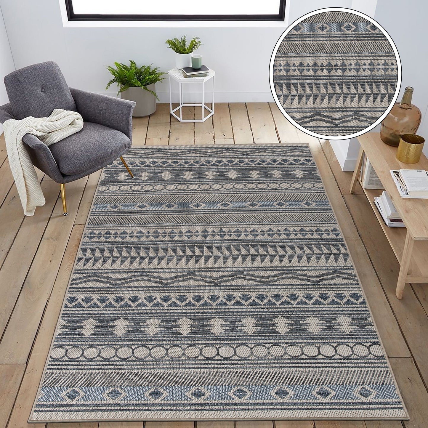 Tapis d'intérieur/extérieur bohème moderne de la World Rug Gallery