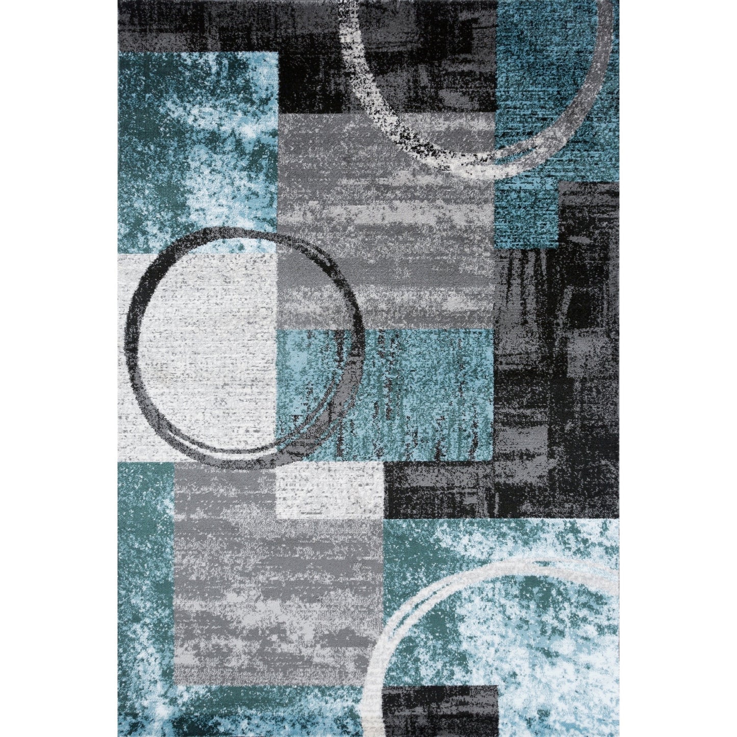 Tapis circulaire abstrait en polypropylène fabriqué à la machine, de la World Rug Gallery