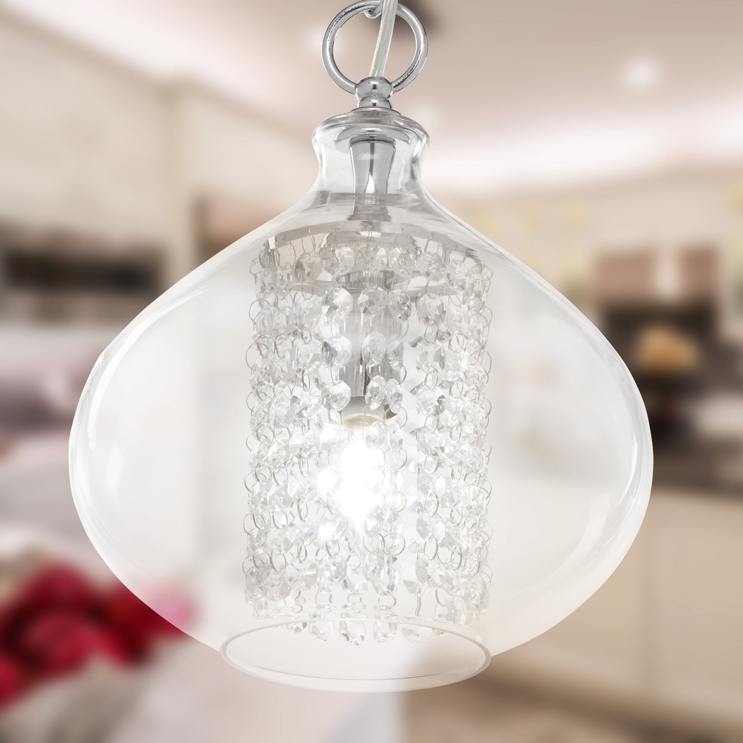 Pendentif en verre de Wallock et bijoux en cristal à facettes en verre Orchidée argentée, à brancher et à accrocher