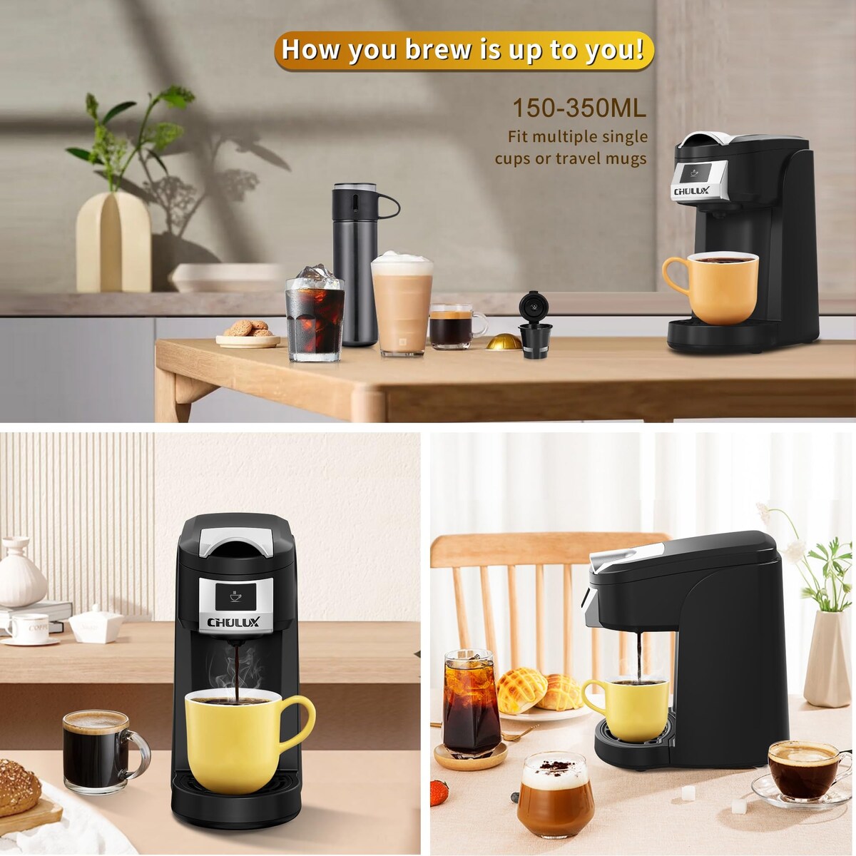 Cafetière à portion individuelle, infuseur à café une tasse pour K-cup et café moulu, tailles d'infusion de 5 à 12 oz en minutes, fonction d'arrêt automatique