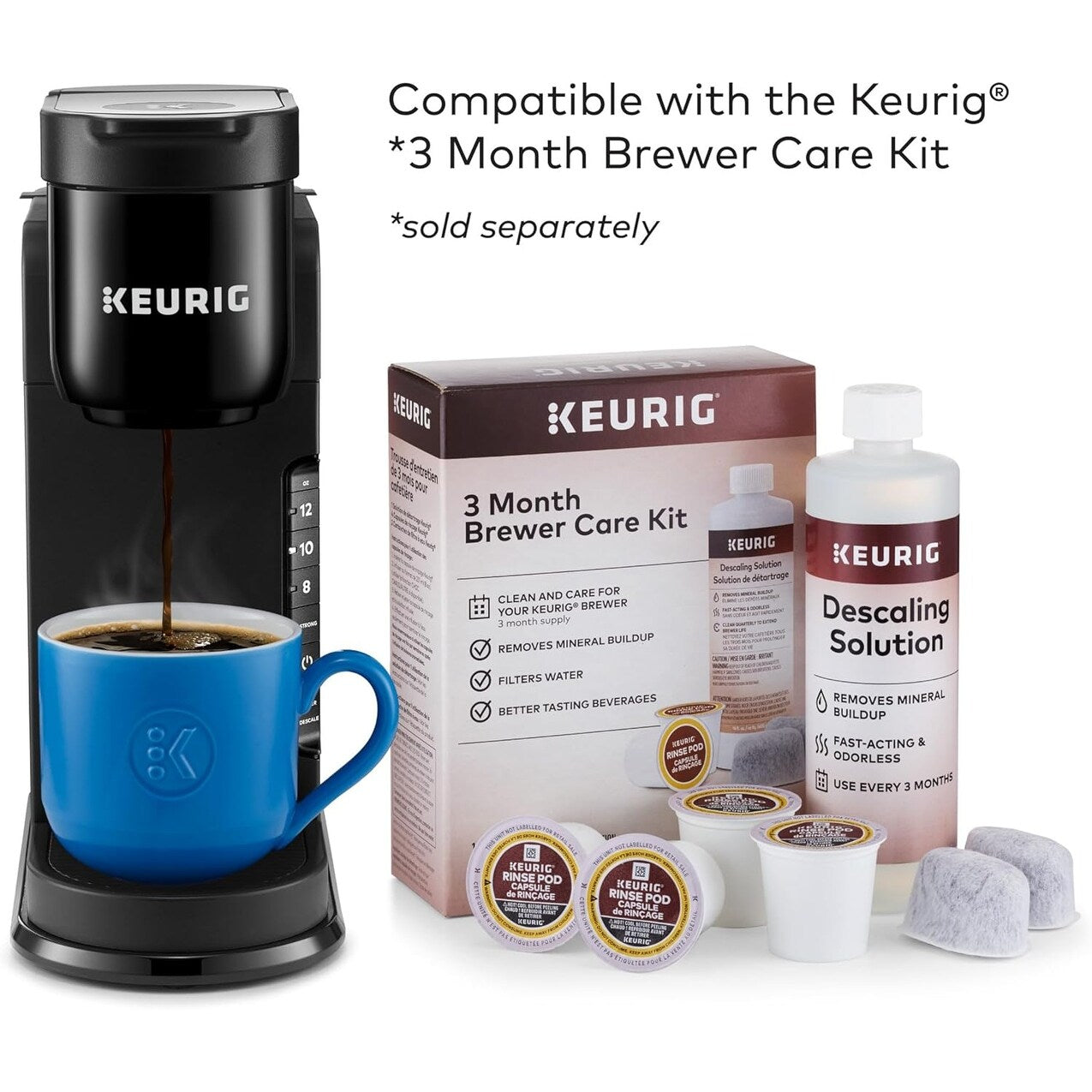 Cafetière K-Cup à dose unique, 3 tailles d'infusion, infusion forte, réservoir de 1,27 l, noir