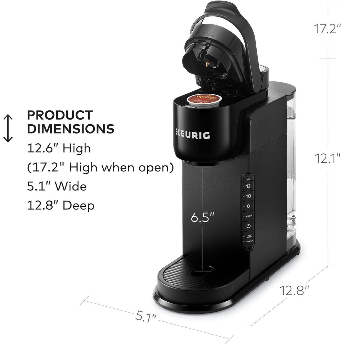 Cafetière K-Cup à dose unique, 3 tailles d'infusion, infusion forte, réservoir de 1,27 l, noir