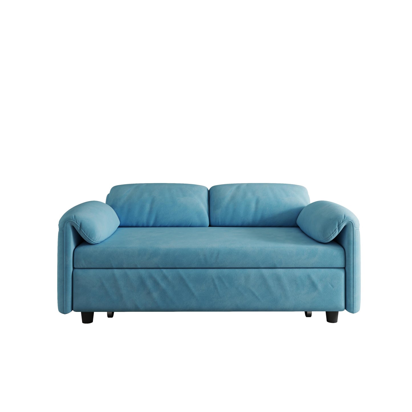 Sofa Showcase: 54 Velvet Blue Sofa Bed - A Dual-Purpose Living Room Gem with a Retractable Bed Option