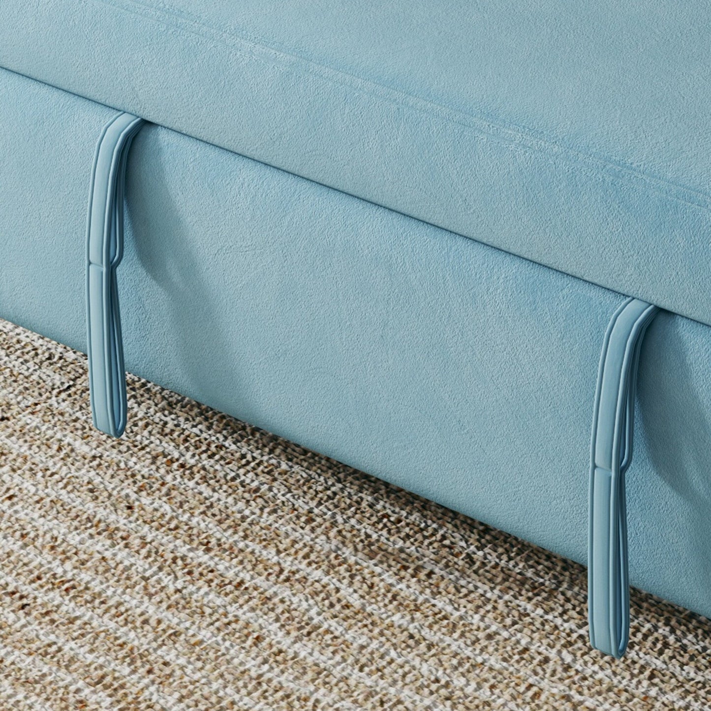 Sofa Showcase: 54 Velvet Blue Sofa Bed - A Dual-Purpose Living Room Gem with a Retractable Bed Option