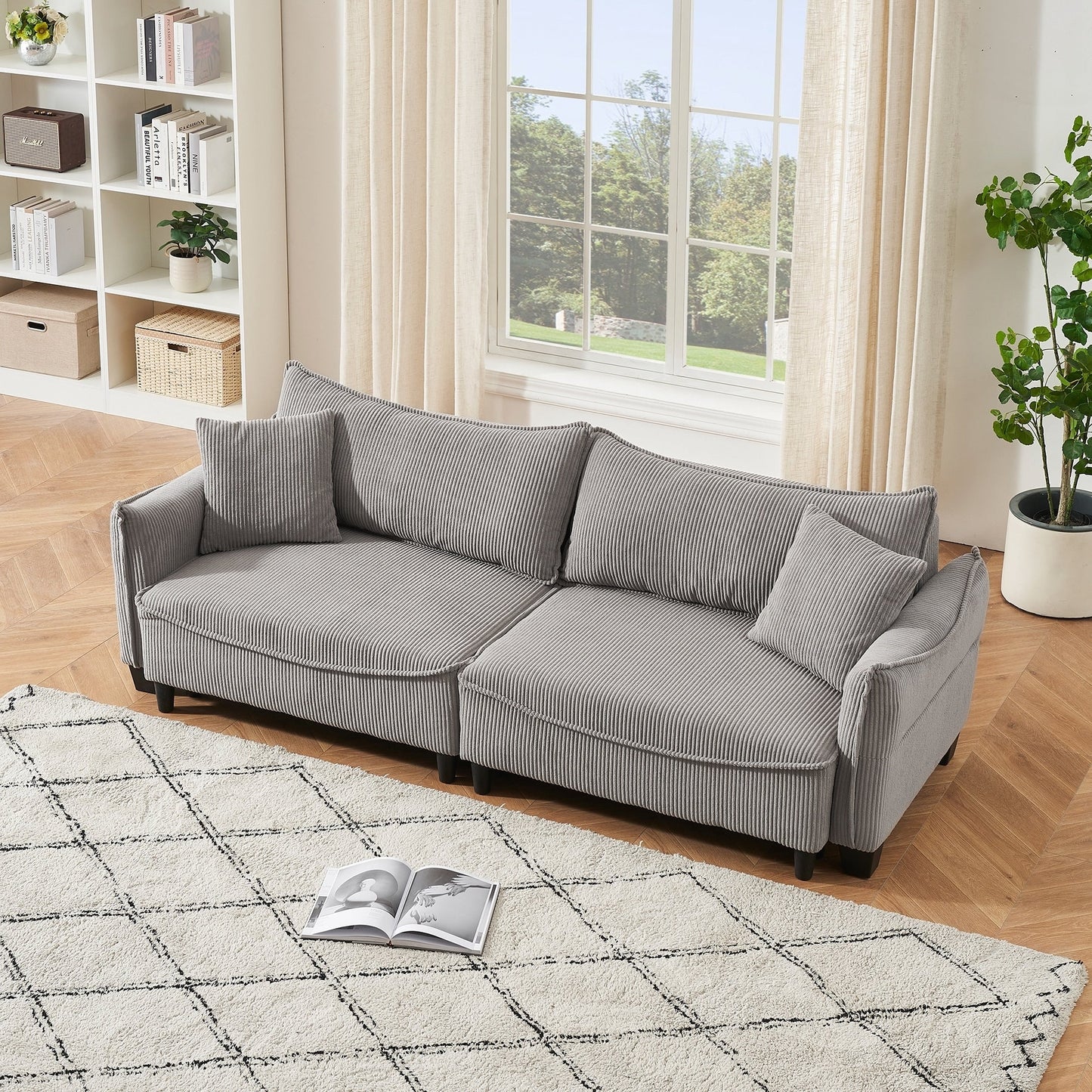 Sofa can be Converted into A Sofa Bed with Two Throw Pillows