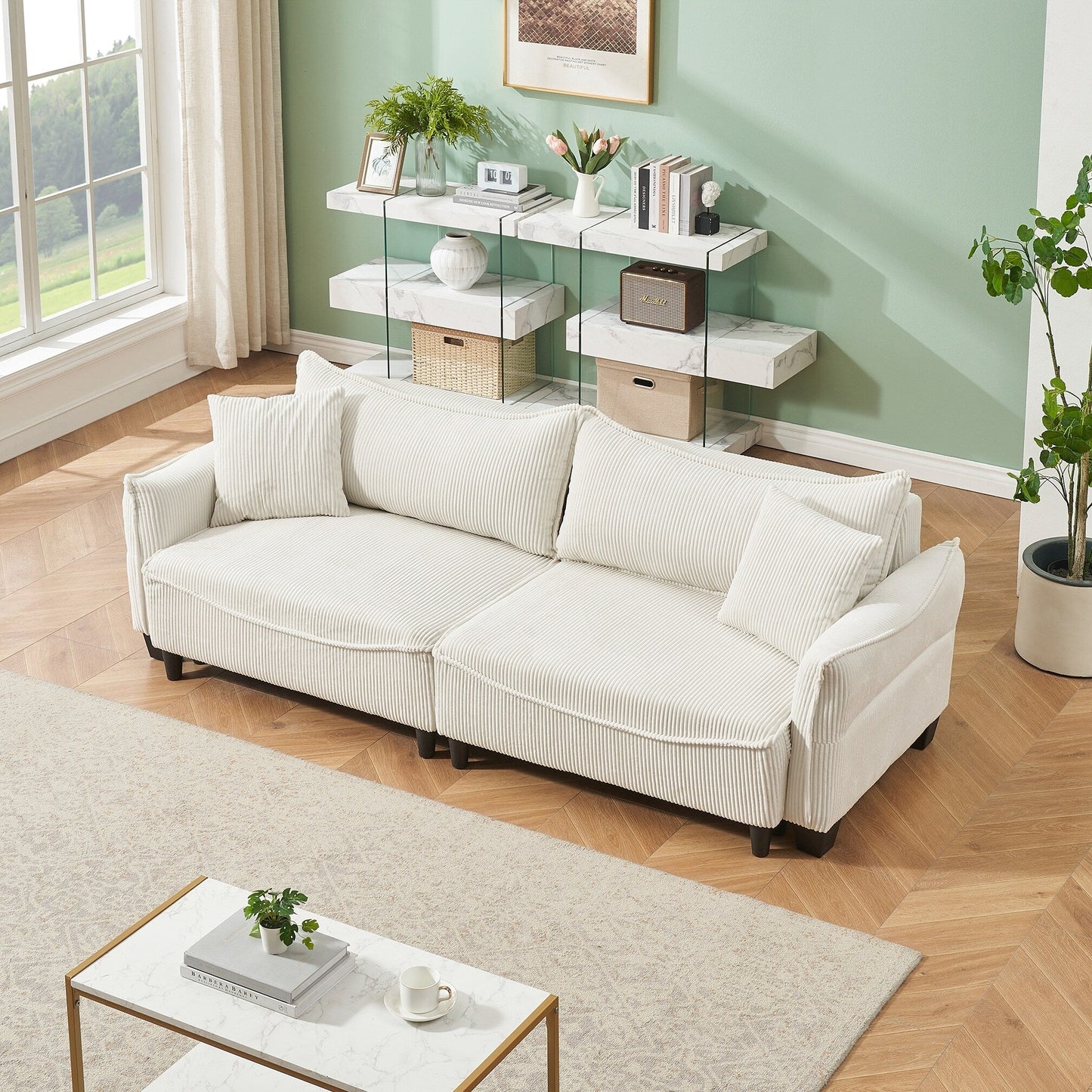Sofa can be Converted into A Sofa Bed with Two Throw Pillows