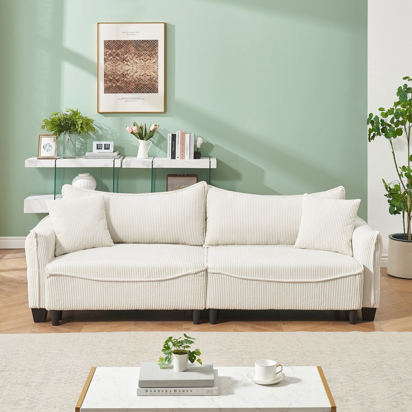 Sofa can be Converted into A Sofa Bed with Two Throw Pillows