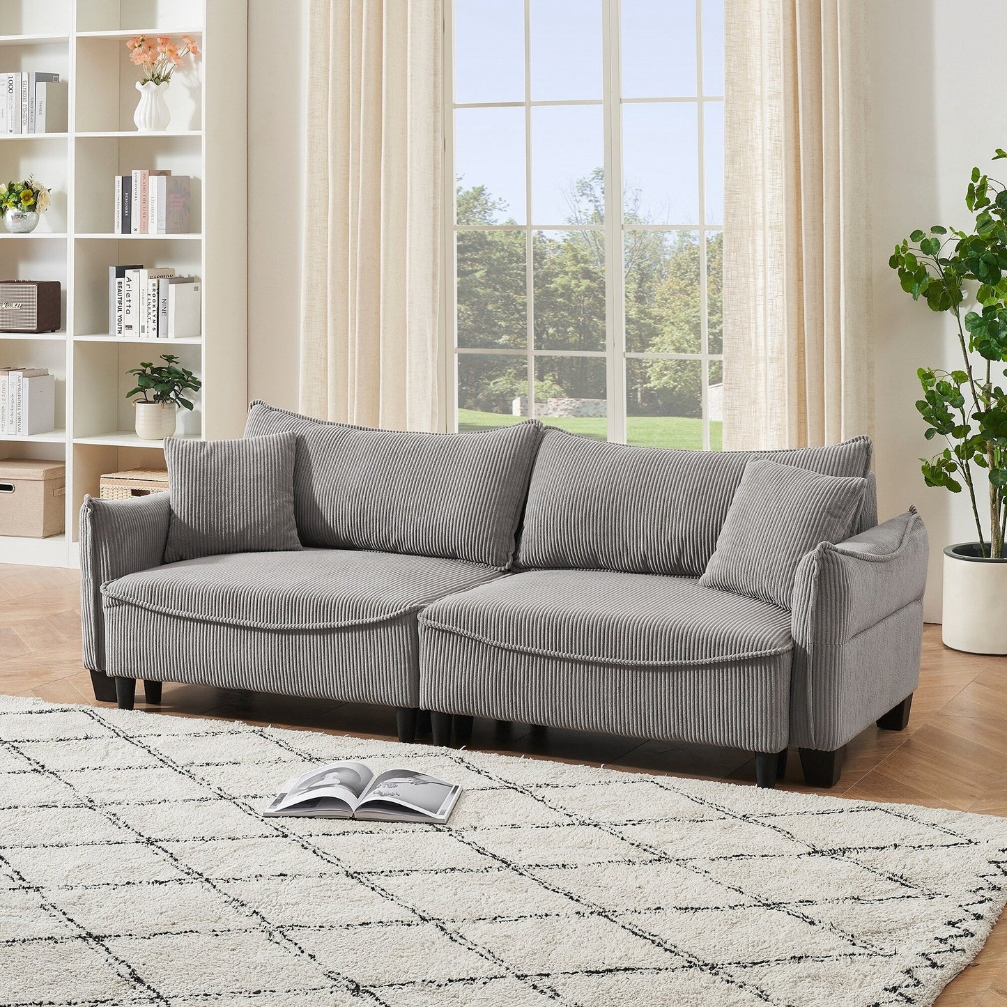 Sofa can be Converted into A Sofa Bed with Two Throw Pillows
