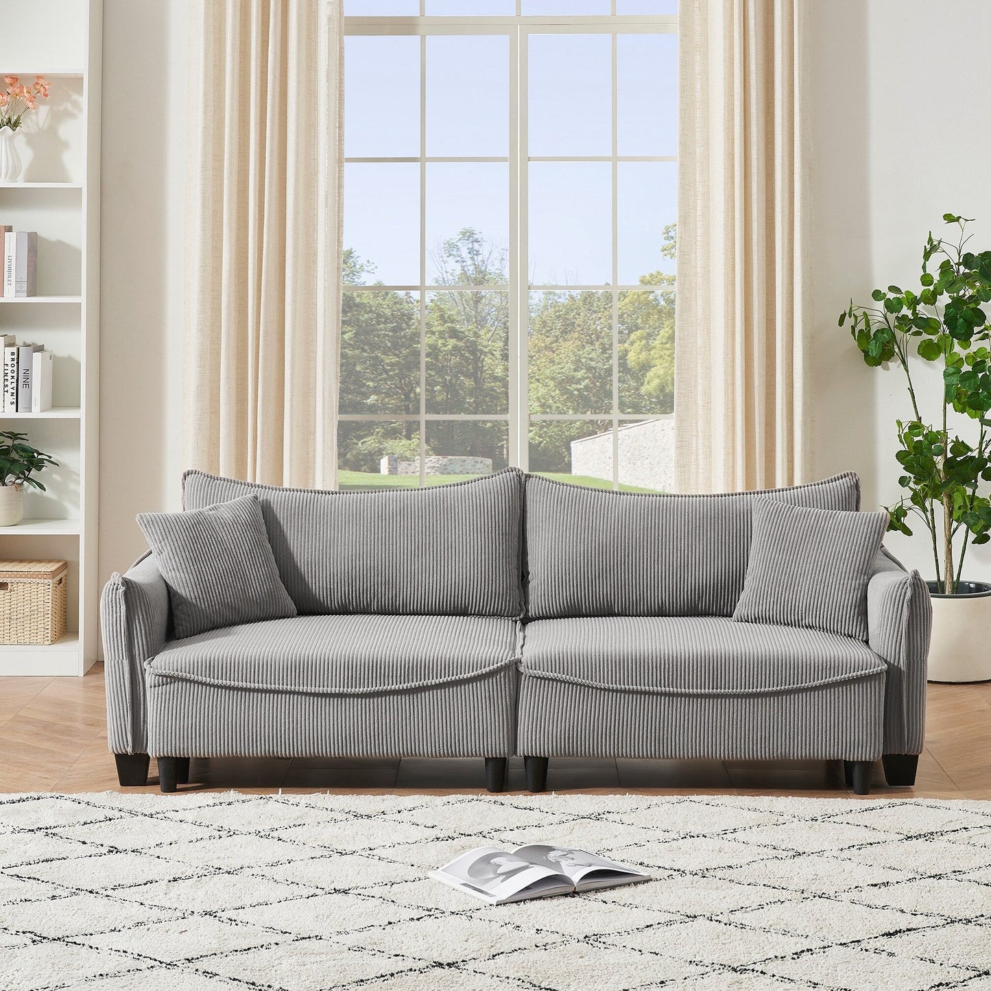 Sofa can be Converted into A Sofa Bed with Two Throw Pillows