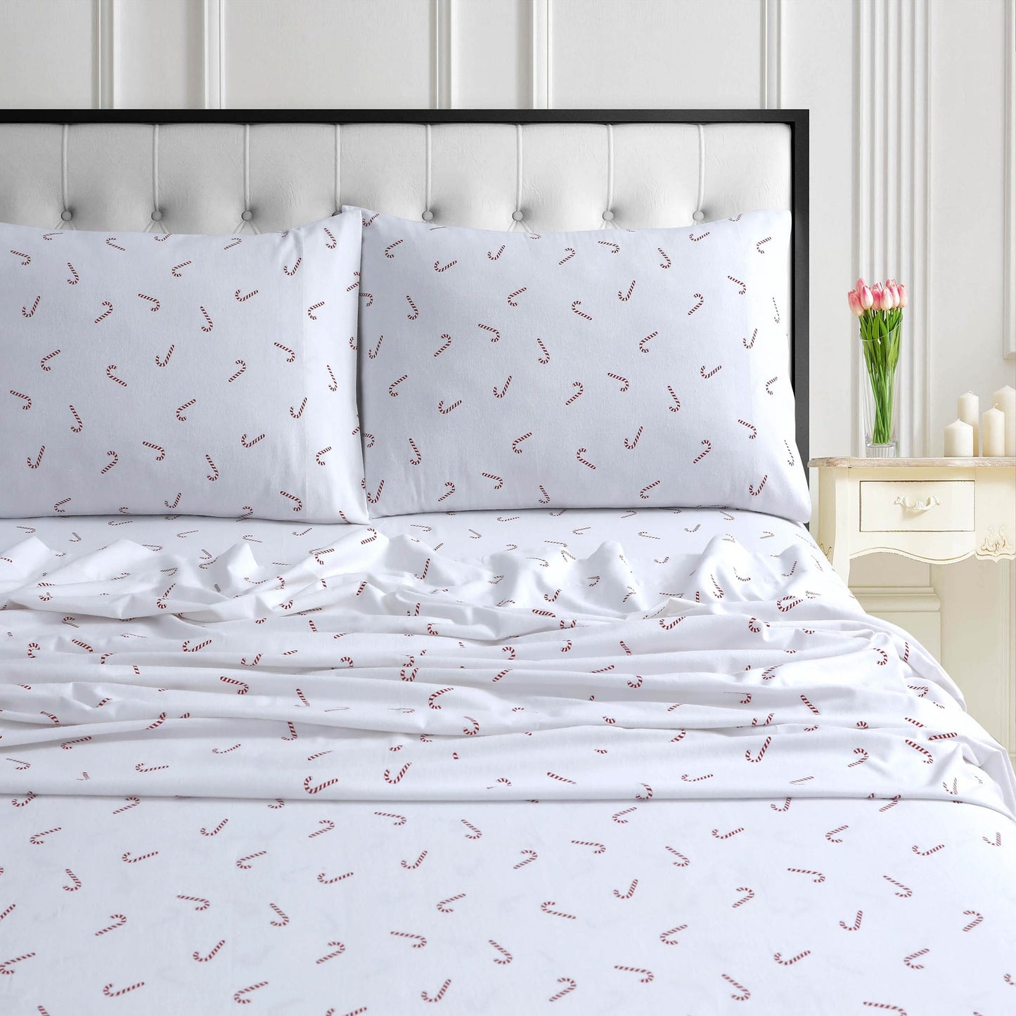 Parure de draps à poches extra profondes en flanelle de coton douce 170 g/m² imprimée