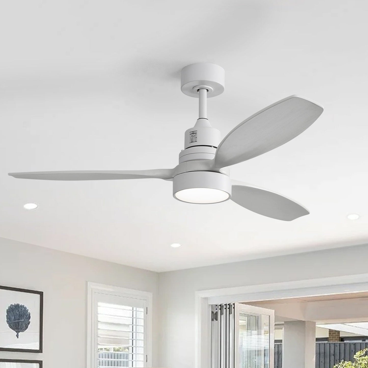 Ventilateur de plafond d'intérieur en bois Sofucor 52 avec télécommande et éclairage intégré en option