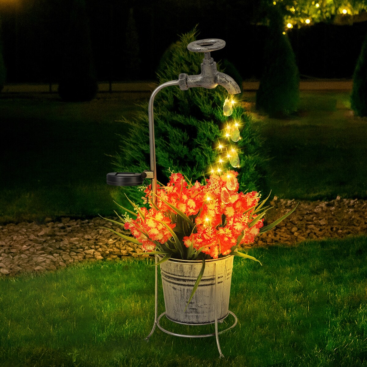 Guirlande lumineuse LED solaire pour décoration de jardin avec jardinière