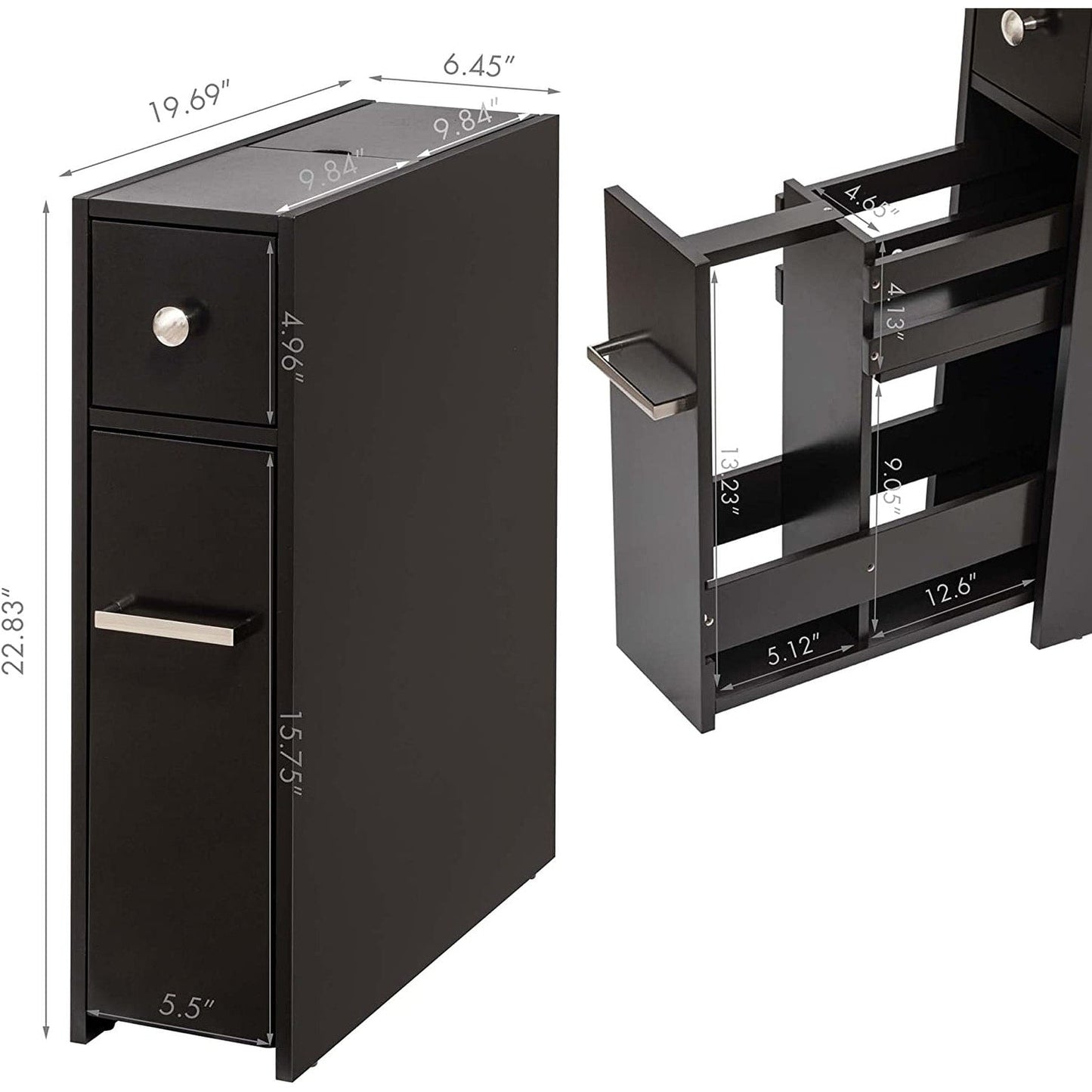 Meuble de rangement de salle de bain Spirich Home Slim, porte-papier toilette autoportant, meuble de salle de bain avec tiroir coulissant