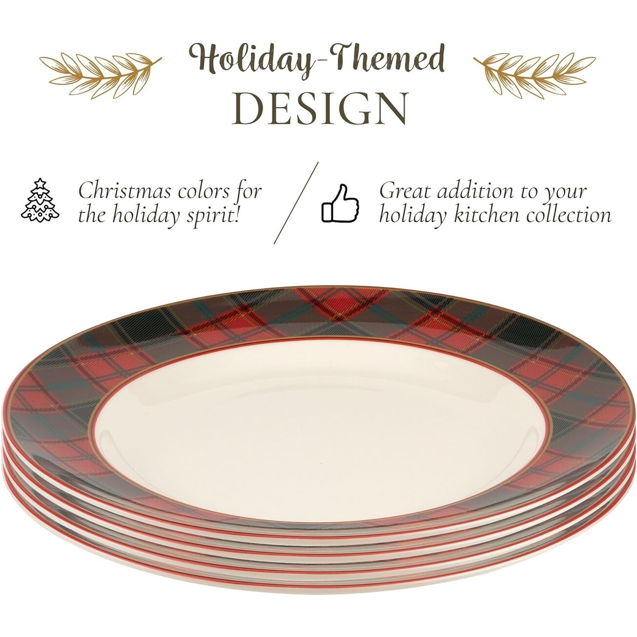 Ensemble de 4 assiettes à dîner en tartan Spode Christmas Tree - 10,5 pouces