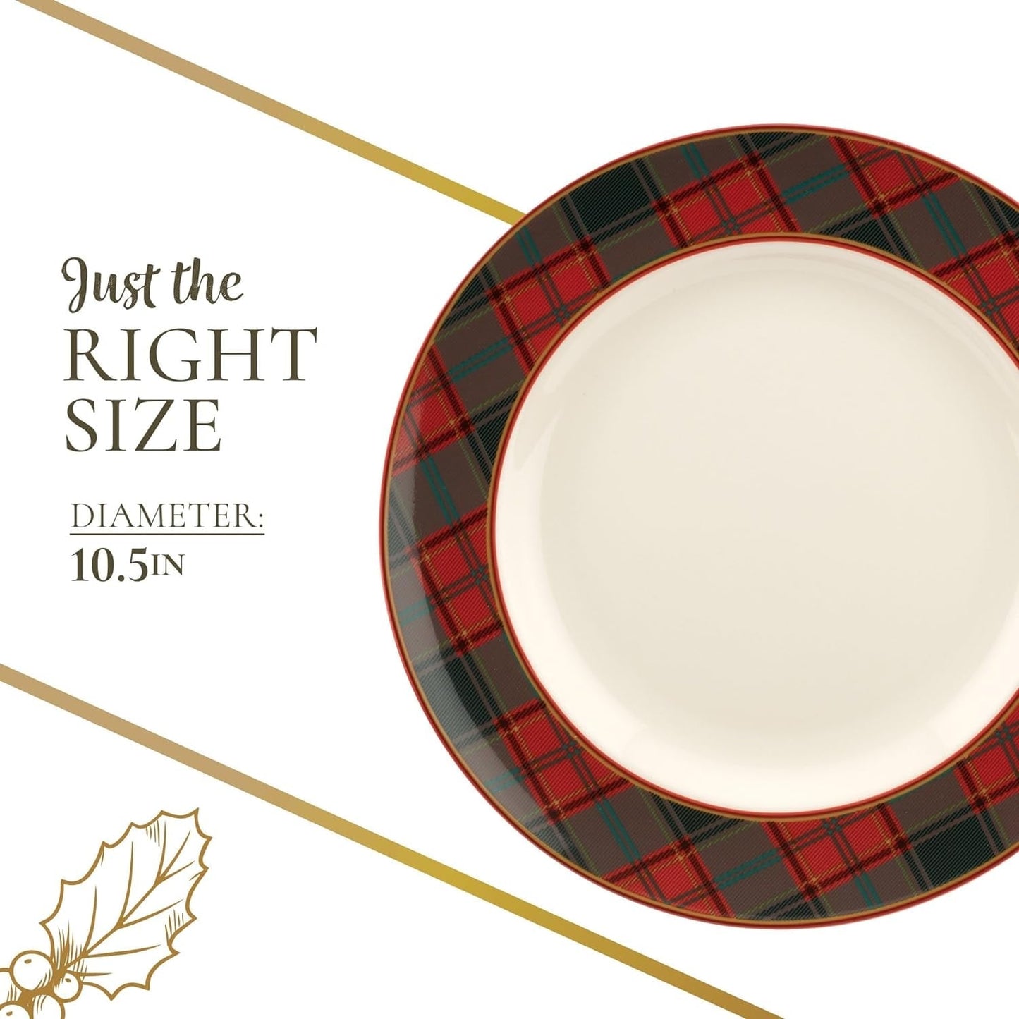 Ensemble de 4 assiettes à dîner en tartan Spode Christmas Tree - 10,5 pouces