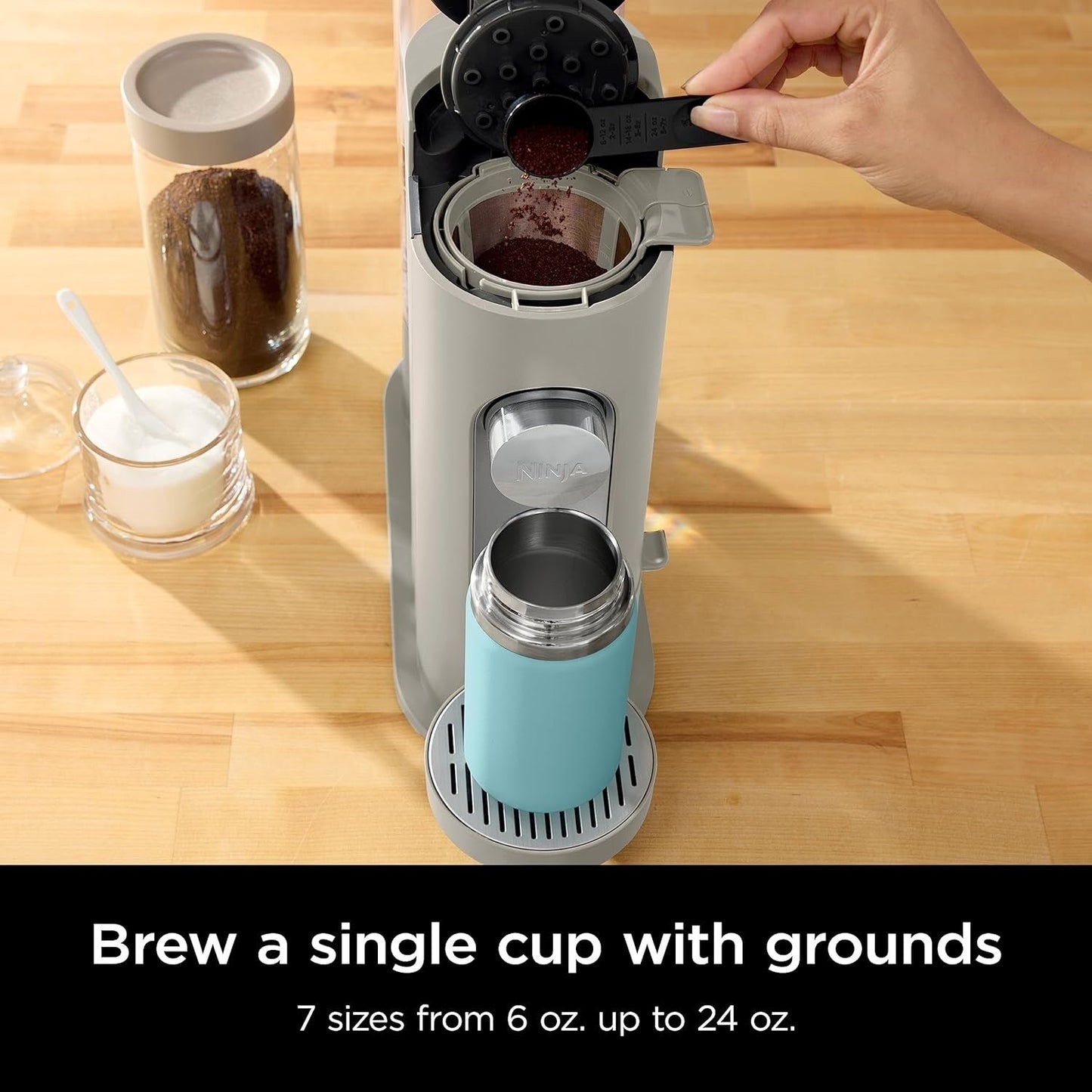 Cafetière à dose unique Stone, compatible K-Cup, réservoir de 1,6 l, préparation du café moulu, café glacé