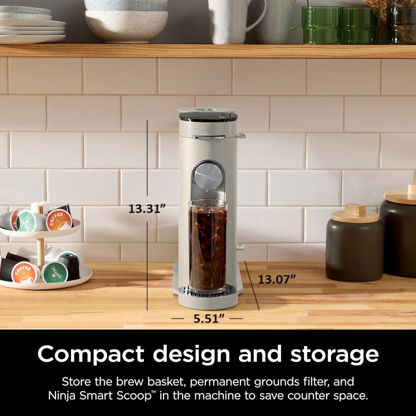 Cafetière à dose unique Stone, compatible K-Cup, réservoir de 1,6 l, préparation du café moulu, café glacé