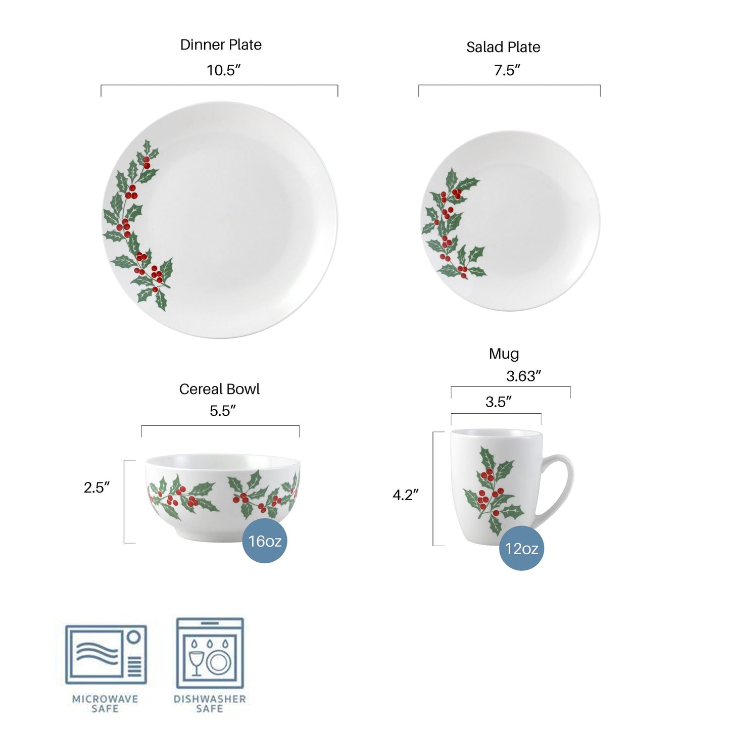 Service de table Studio Nova Holiday Cheer, 16 pièces, service pour 4 personnes, multicolore