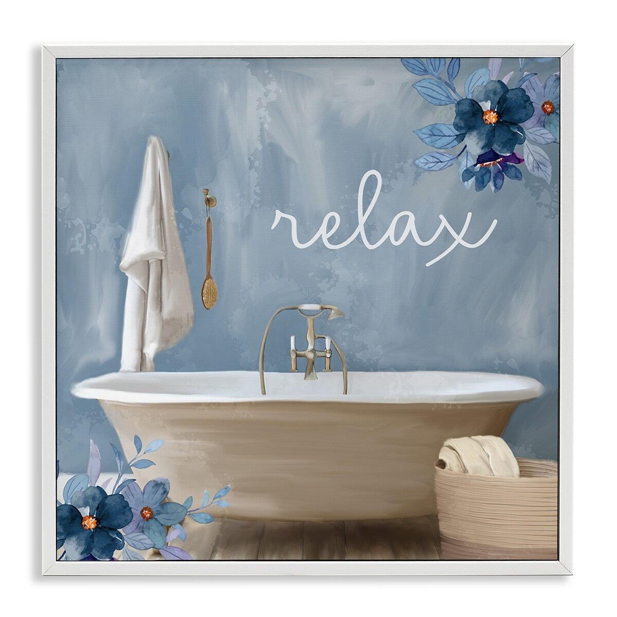 Décoration murale encadrée texturée giclée à motif floral bleu Stupell, création Kim Allen