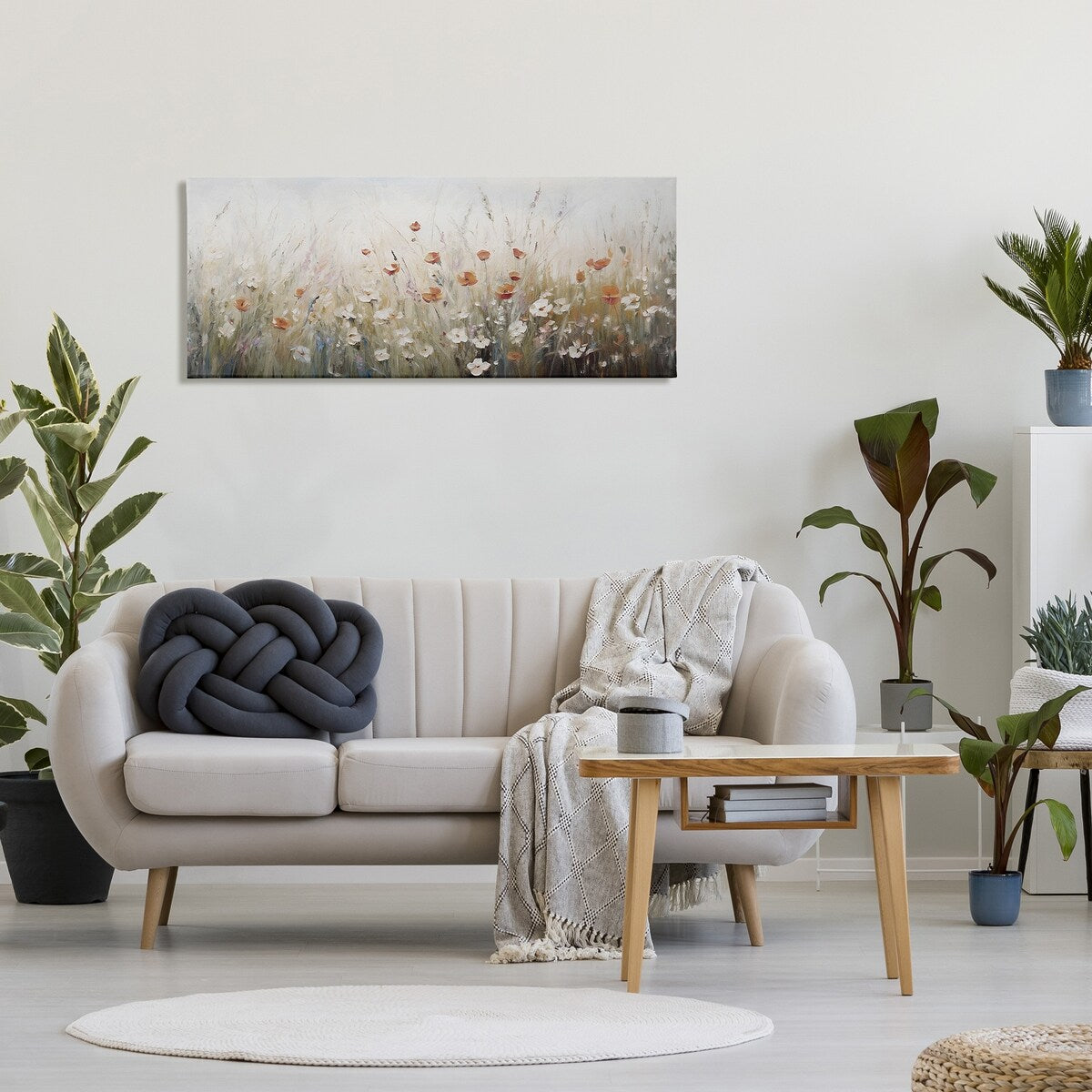 Toile murale Stupell à fleurs de pavot neutres, conçue par Ramona Murdock