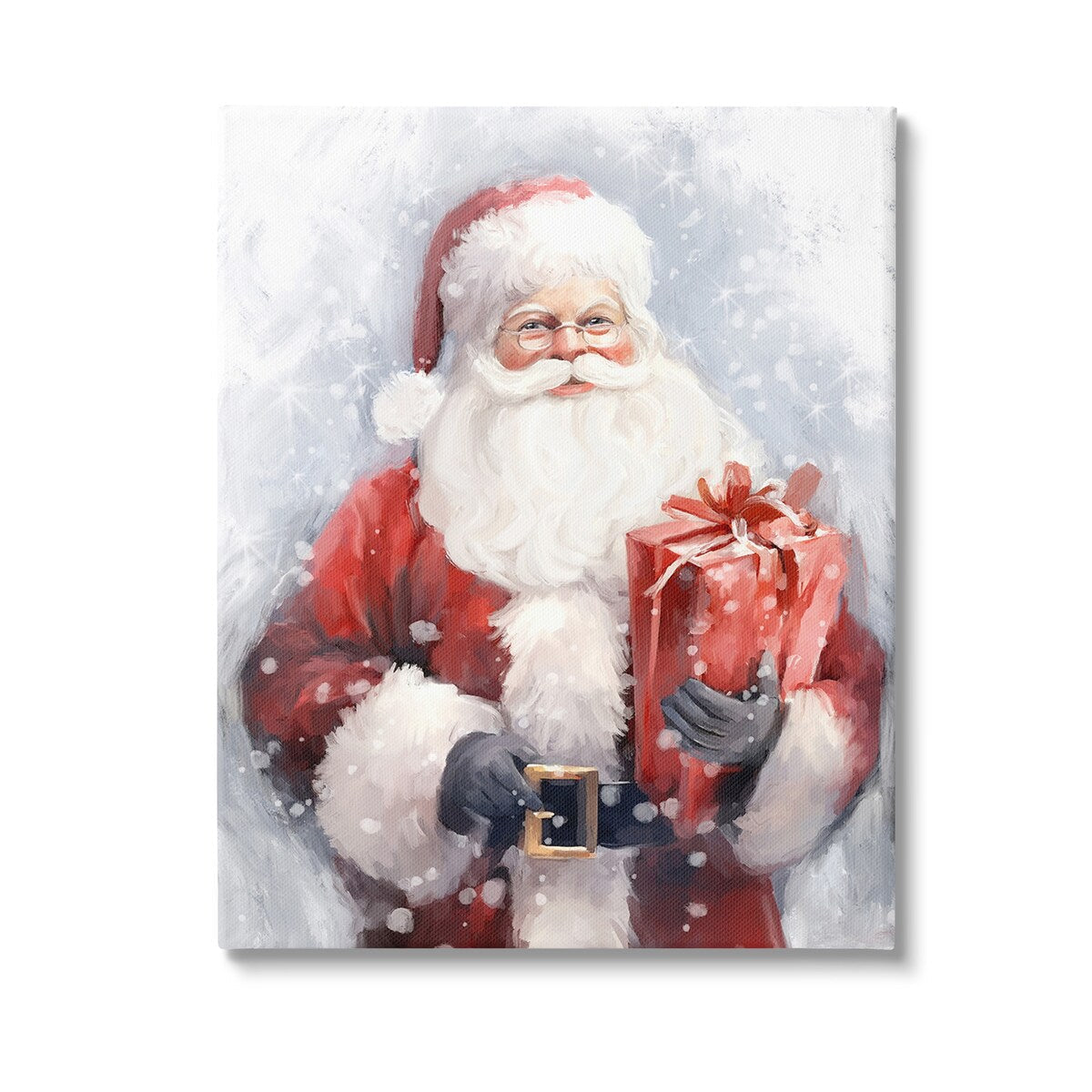 Décoration murale sur toile Stupell Père Noël avec un cadeau rouge, conçue par Ramona Murdock