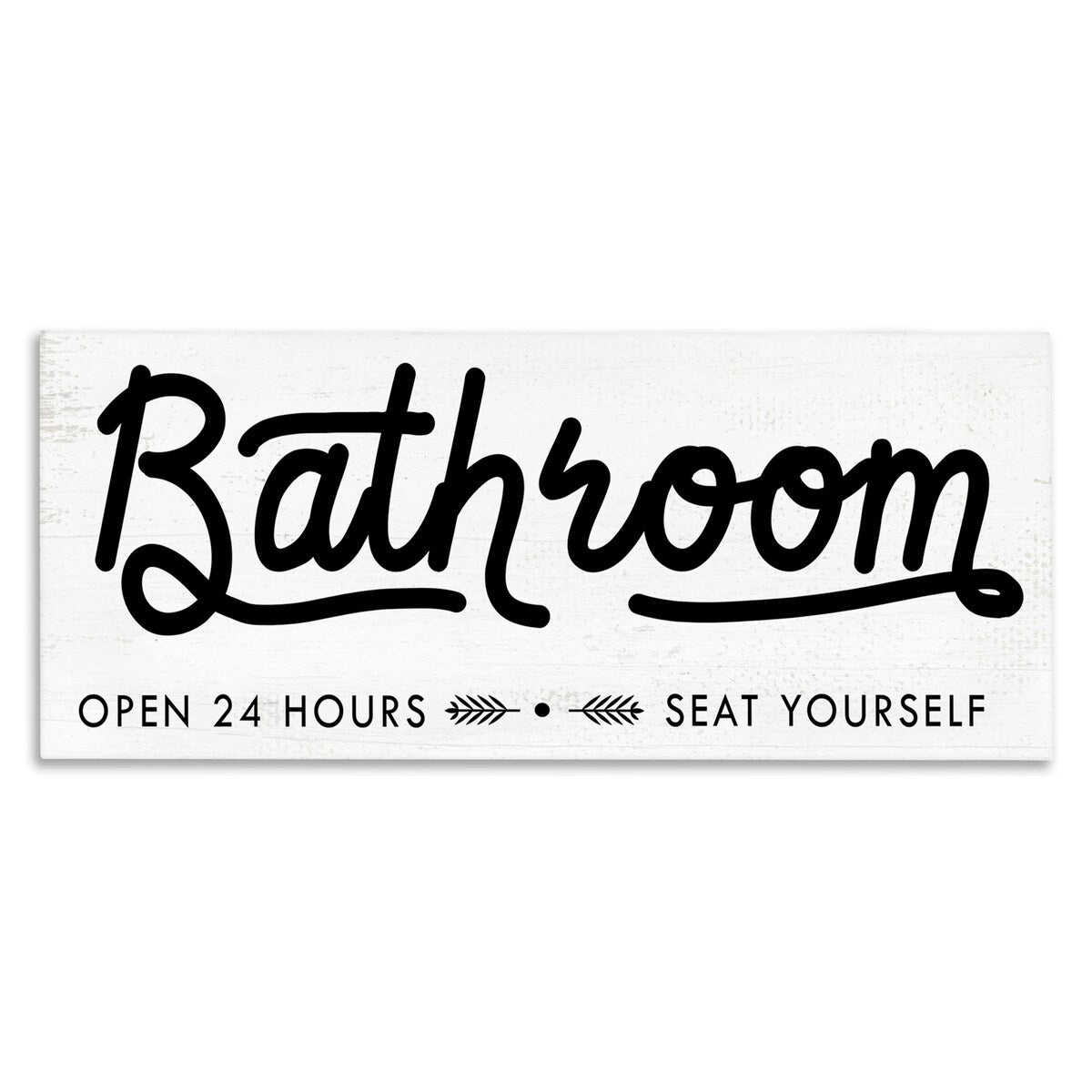 Stupell - Panneau de salle de bain « Asseyez-vous » - Art mural minimaliste sur toile noir et blanc