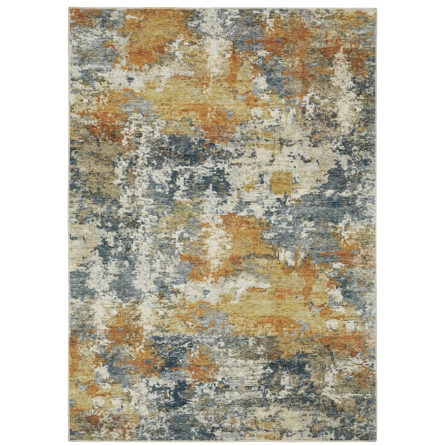 Tapis d'intérieur contemporain lavable et abstrait orange/bleu de Vista Home Marissa