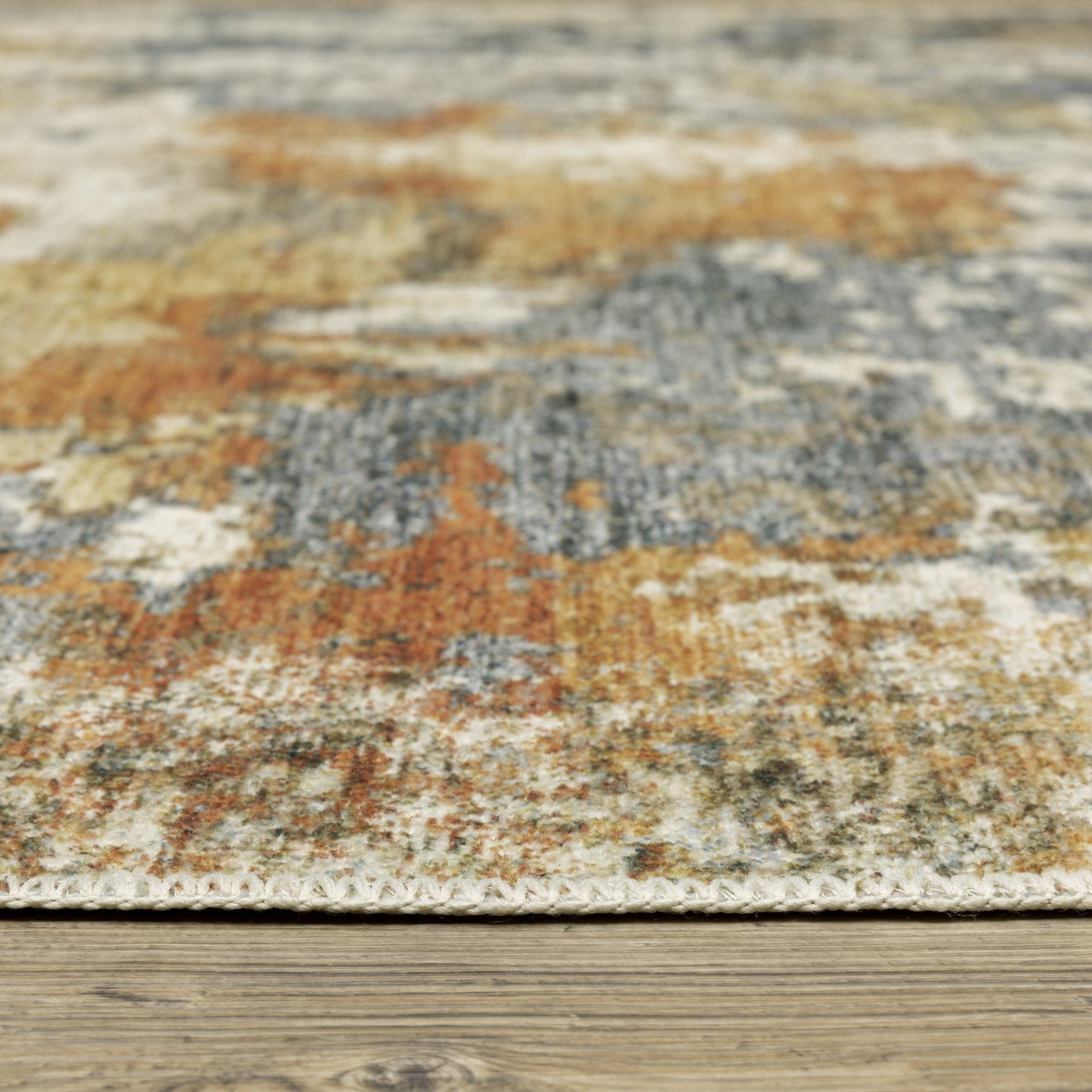 Tapis d'intérieur contemporain lavable et abstrait orange/bleu de Vista Home Marissa