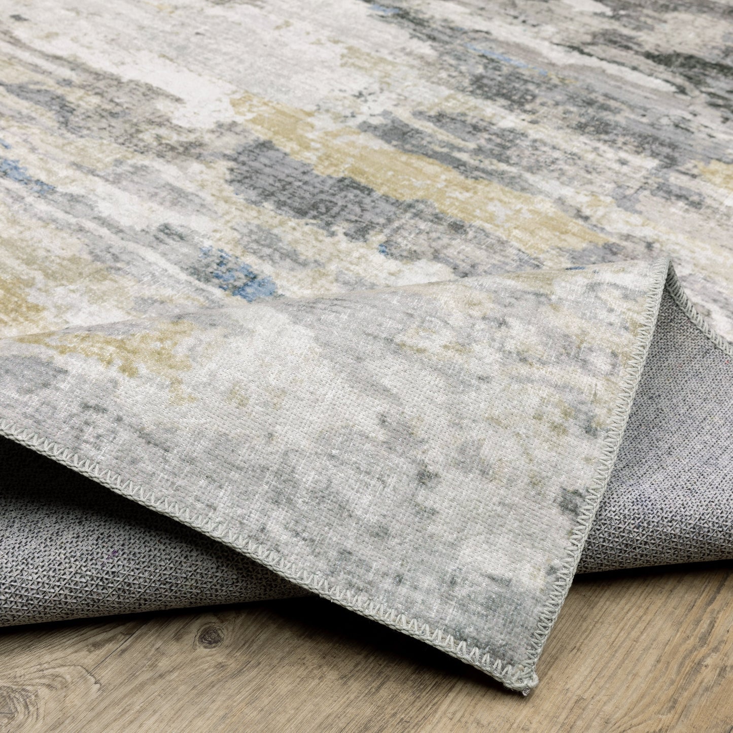Tapis d'intérieur lavable abstrait gris/bleu de Vista Home Marissa