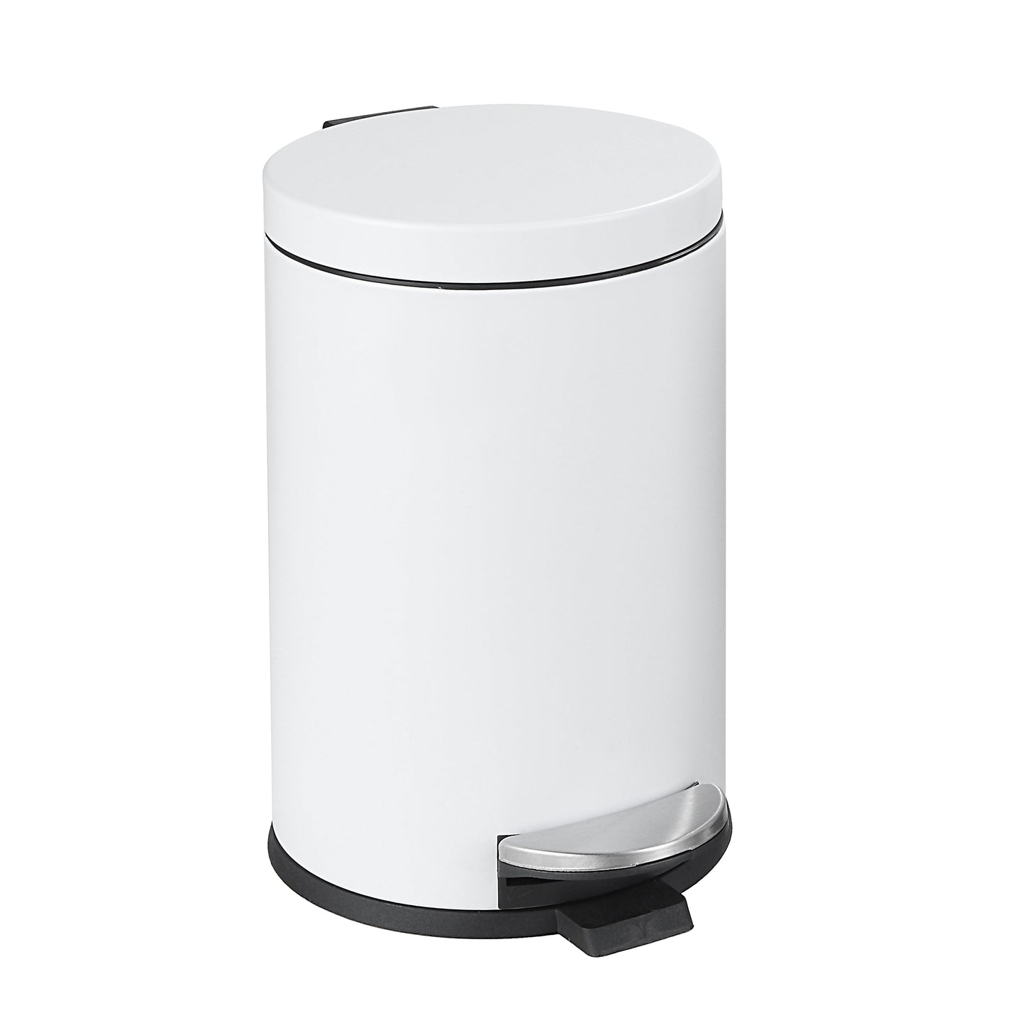 Poubelle ronde SunnyPoint de 4,5 litres / 1,2 gallon avec seau intérieur en plastique ; salle de bain, bureau et chambre à coucher, accès facile et fermeture lente