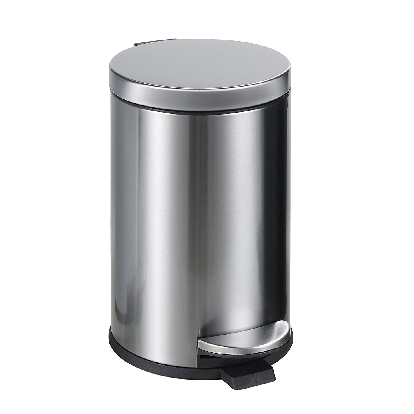 Poubelle ronde SunnyPoint de 4,5 litres / 1,2 gallon avec seau intérieur en plastique ; salle de bain, bureau et chambre à coucher, accès facile et fermeture lente