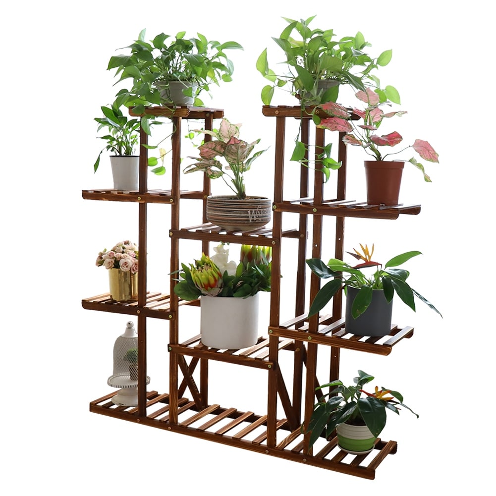 Supports à plantes à plusieurs niveaux, étagères en bois pour pots de fleurs