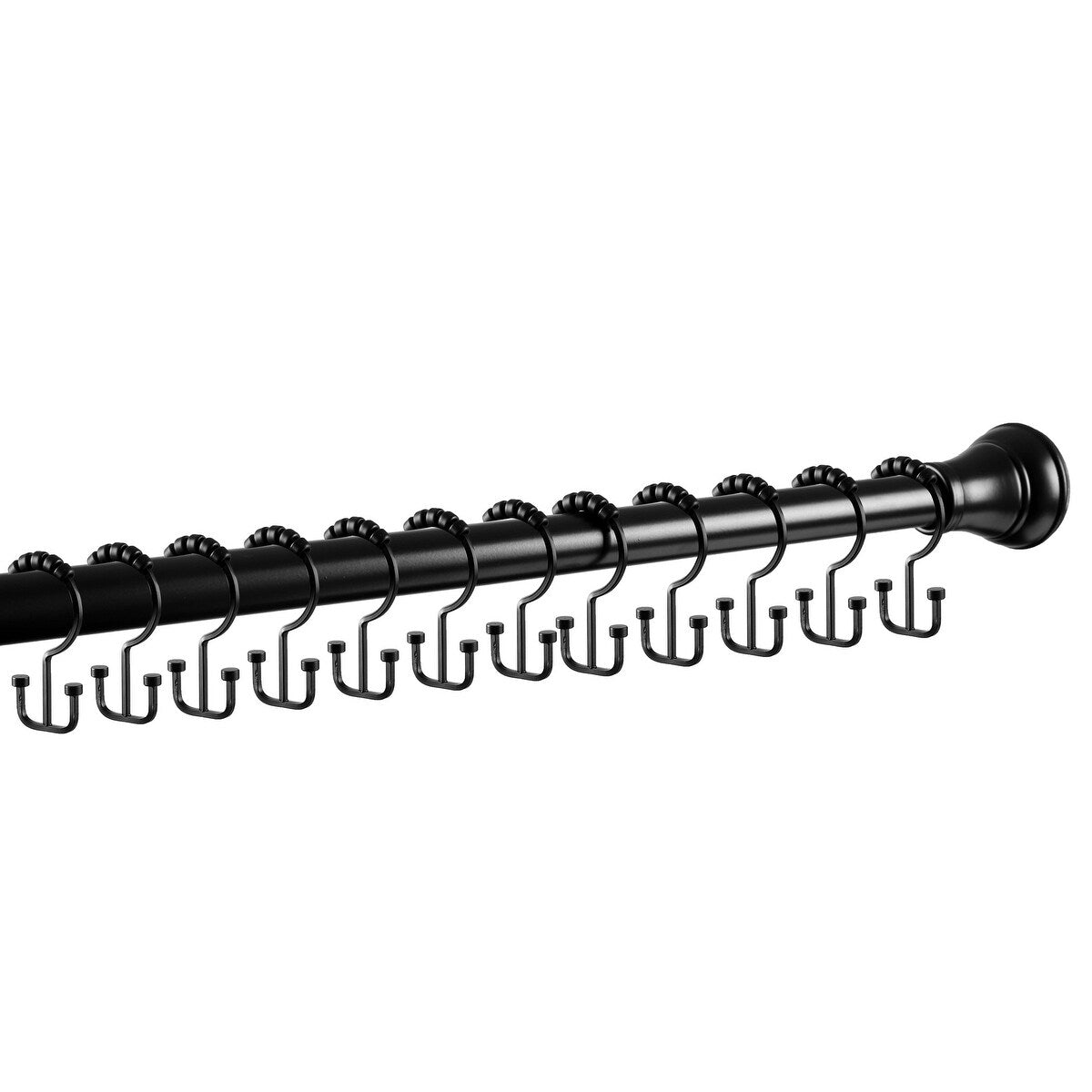 Crochets de rideau de douche à double enroulement Utopia Alley Deco Flat, noir mat - Noir mat
