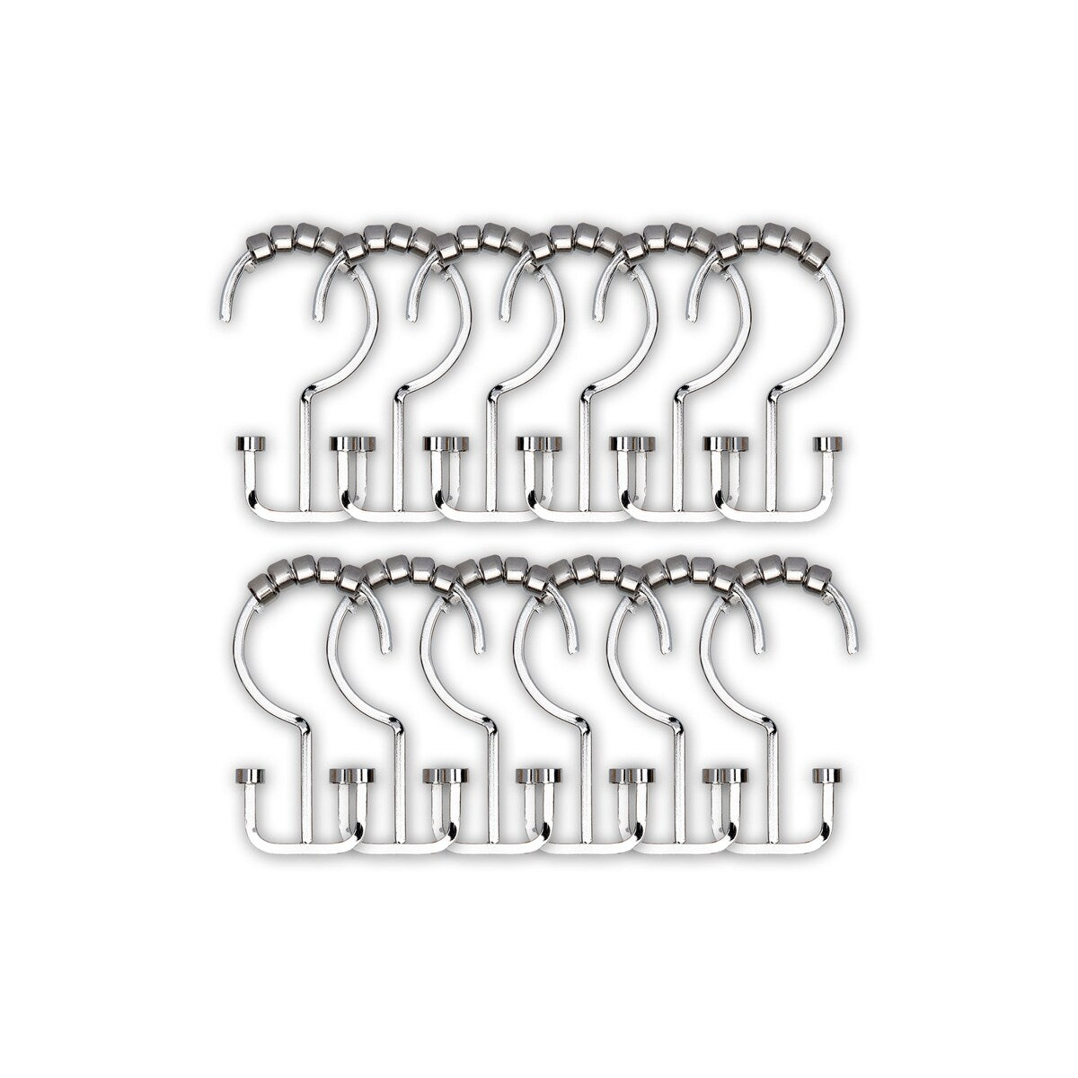 Crochets de rideau de douche à double enroulement Utopia Alley Deco, chrome poli